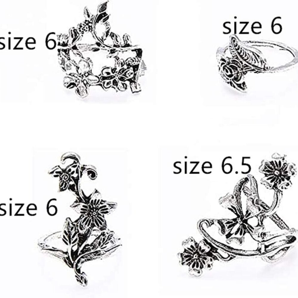 Silver Floral Rose ring Set Vintage Knuckle Ring Set Joint Knuckle Ring Set for - Picture 7 of 8